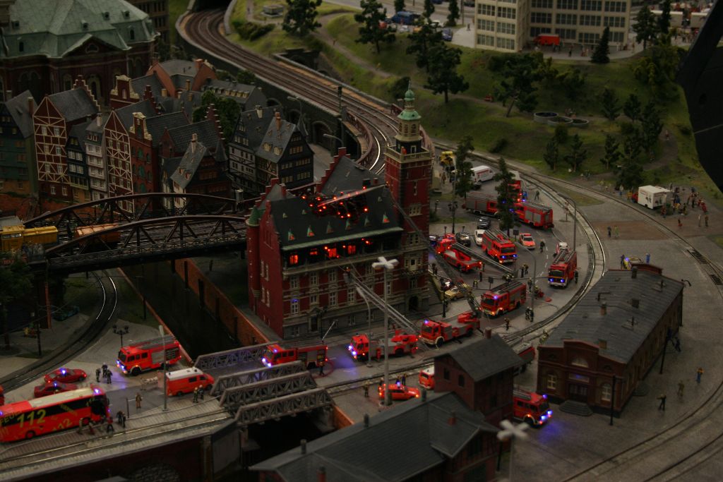 Feuerwehreinsatz im Miniatur Wunderland in Hamburg