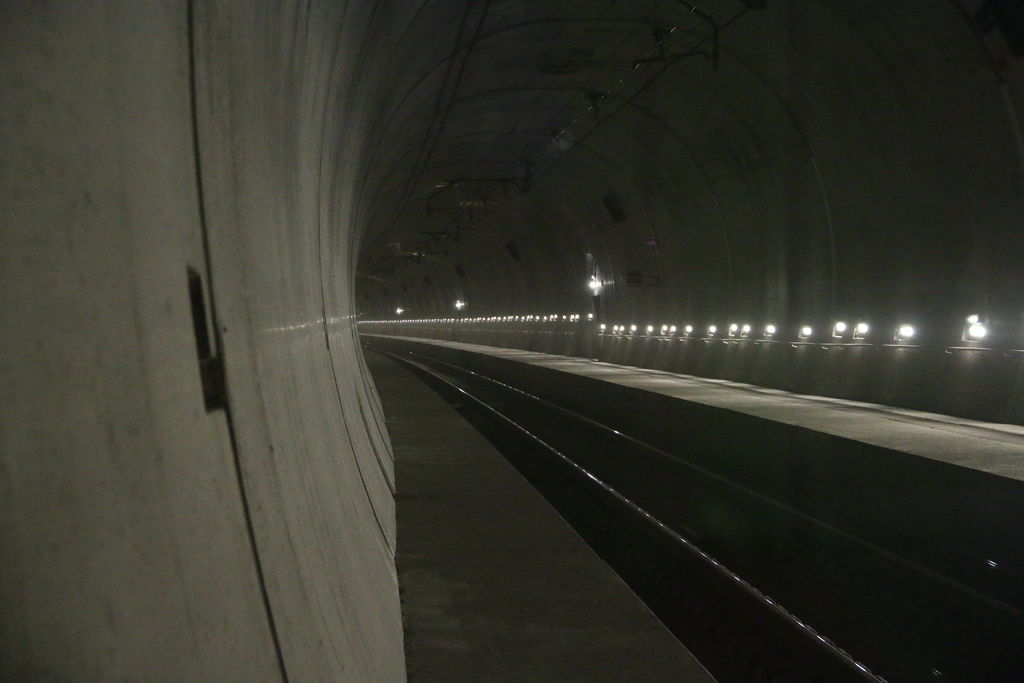 Blick in den Lötschberg Basistunnel.